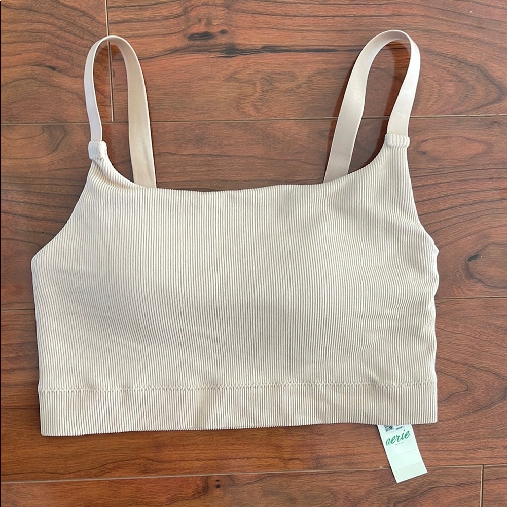 NWT Aerie Tan Ribbed Bralette Bandeau Padding Top